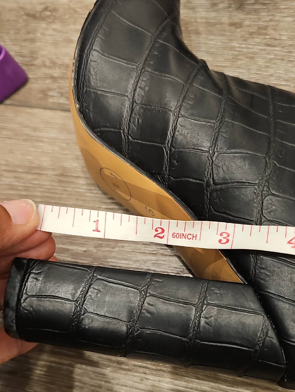 [NEW] Black Croc-Embossed THIGH BOOTS (way over knee) Chunky Heeled Boots SZ 8